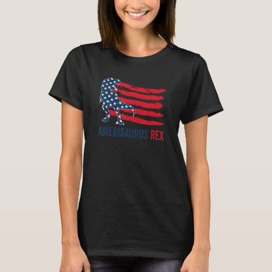 Amerisaurus rex Amerika vlag dinosaurus rex 4e van T-shirt (Voorkant)