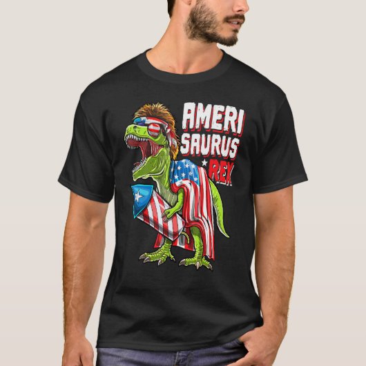 Amerisaurus rex dinosaur 4 juli vuurwerk Amer T-shirt (Voorkant)