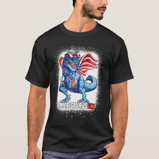 Amerisaurus rex koele dinosaurus patriottisch 4th  t-shirt (Voorkant)