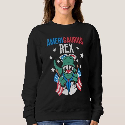 Amerisaurus Rex Usa 4Th Of July America Independen Trui (Voorkant)