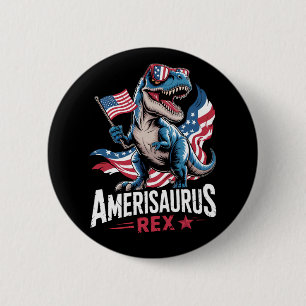 Amerisaurus T Rex Dinosaur 4 juli VS Amerikaans Ronde Button 5,7 Cm