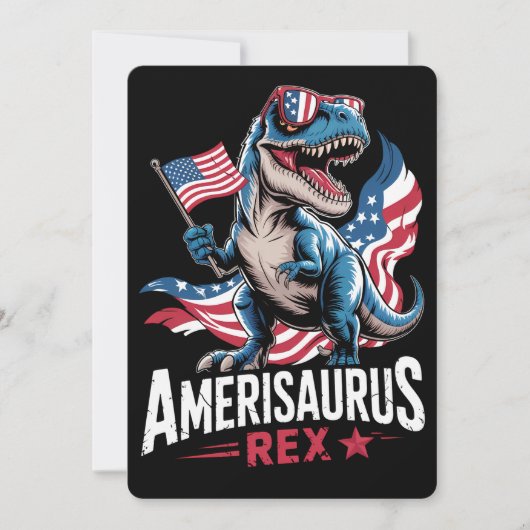 Amerisaurus T Rex Dinosaurus 4 juli Amerikaans Kaart (Voorkant)