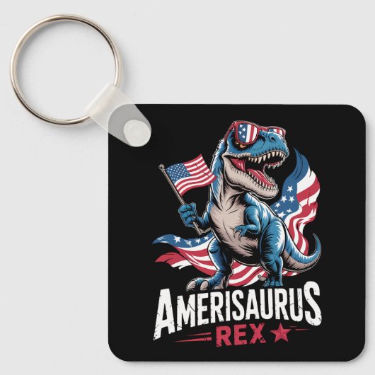 Amerisaurus T Rex Dinosaurus 4 juli Amerikaans Sleutelhanger (Voorkant)