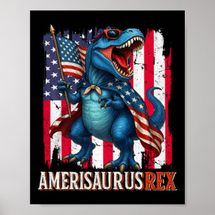 Amerisaurus T Rex dinosaurus 4 juli Amerikaanse FL Poster