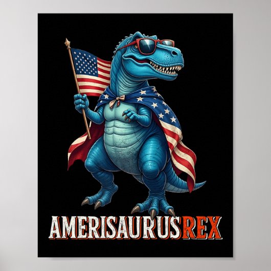 Amerisaurus T Rex dinosaurus 4 juli Amerikaanse FL Poster (Voorkant)