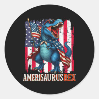 Amerisaurus T Rex dinosaurus 4 juli Amerikaanse FL Ronde Sticker