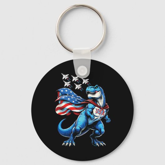 Amerisaurus T-rex Patriottische Jongens Meisjes 4 Sleutelhanger (Voorkant)