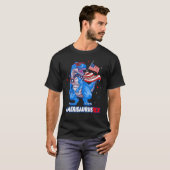 Amerisaurus T-rex USA Flag Kids Funny 4th Of July  T-shirt (Voorkant volledig)
