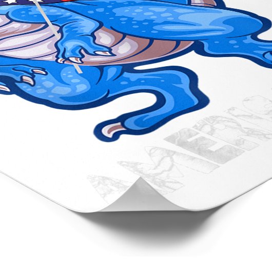 Amerisaurus t rex USA vlag Kinder Funny 4 juli Poster (Hoek)