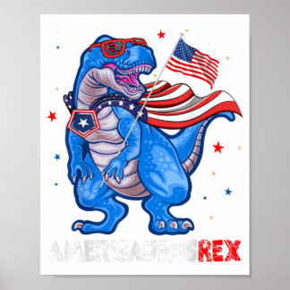 Amerisaurus t rex USA vlag Kinder Funny 4 juli Poster