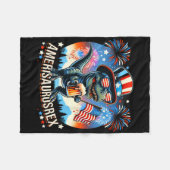 Amerisaurusrex Amerikaanse vlag Schattigee dinosau Fleece Deken (Voorkant (Horizontaal))
