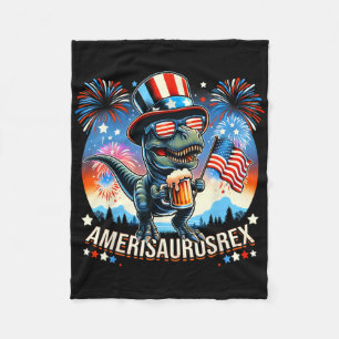 Amerisaurusrex Amerikaanse vlag Schattigee dinosau Fleece Deken