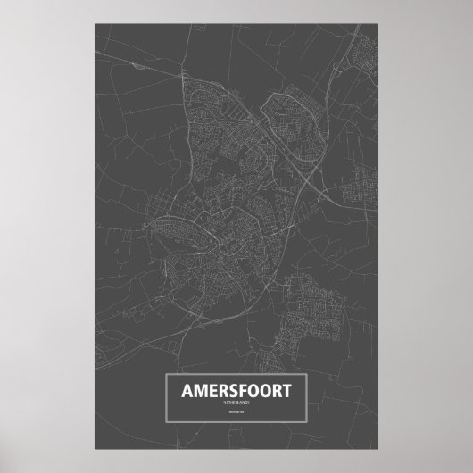 Amersfoort, Nederland (wit op zwart) Poster (Voorkant)