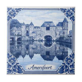 Amersfoort tegel in Delfts Blauw stijl Tegeltje