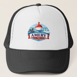 Amery Wisconsin Lake Life Souvenir - Vis Hoed Trucker Pet