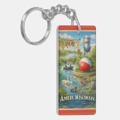 Amery, Wisconsin Stad van Meren Souvenir Sleutelhanger (Voorkant Links)