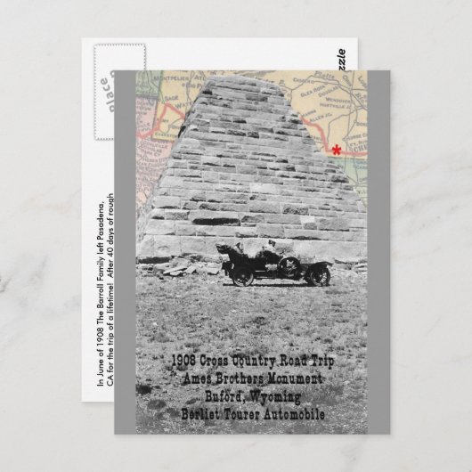 Ames Bros Monument met kaart 1908 (Voorkant / Achterkant)