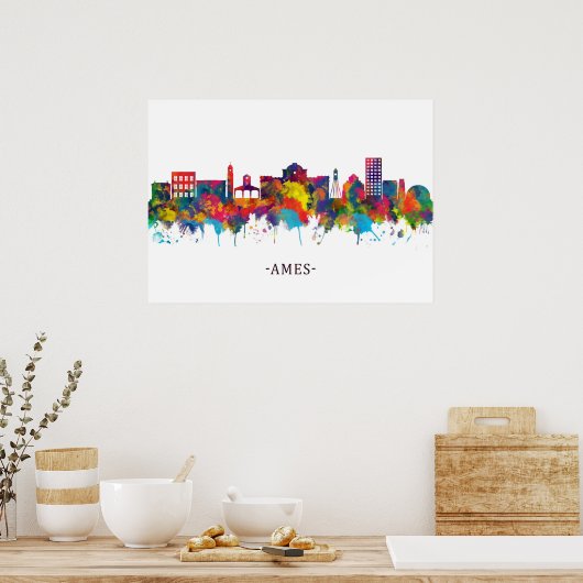 Ames Iowa Skyline Poster (Keuken)