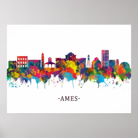 Ames Iowa Skyline Poster (Voorkant)