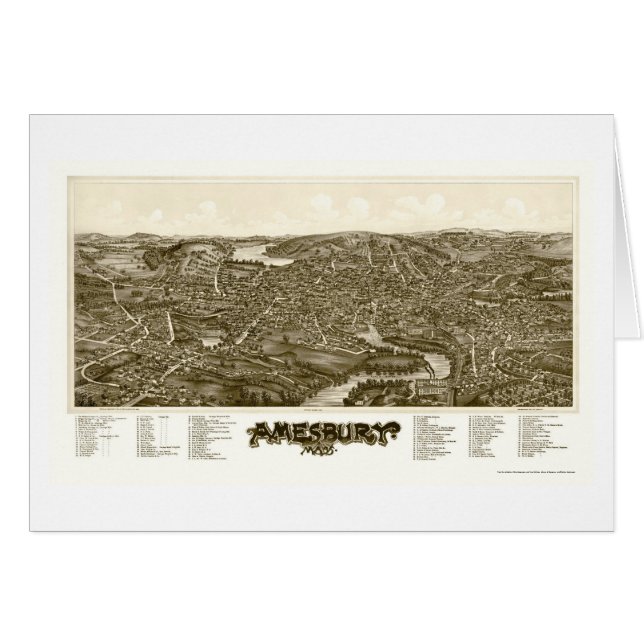 Amesbury, MA Panoramic Map - 1890 (Voorkant Horizontaal)