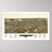 Amesbury, MA Panoramic Map - 1890 Poster (Voorkant)