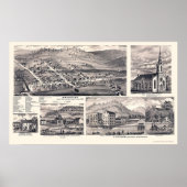 Amesville, OH Panoramic Map - 1875 Poster (Voorkant)