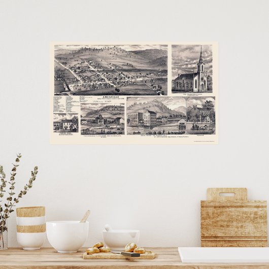 Amesville, OH Panoramic Map - 1875 Poster (Keuken)