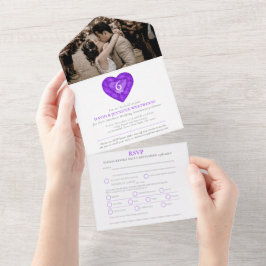 Amethist 6e trouwdag hart foto all in one uitnodiging