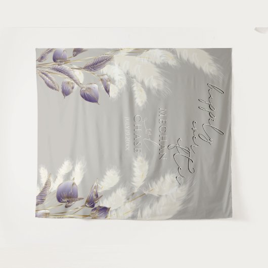 Amethist Anthurium Ivoorkleurig Pampasgras Wandkleed (Voorkant (horizontaal))