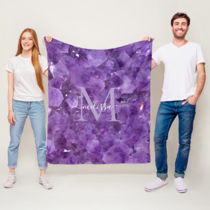 Amethist Birthstone Monogram Persoonlijke naam Fleece Deken
