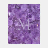 Amethist Birthstone Monogram Persoonlijke naam Fleece Deken (Voorkant)