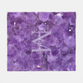 Amethist Birthstone Monogram Persoonlijke naam Fleece Deken (Voorkant (Horizontaal))
