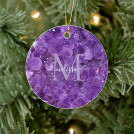 Amethist Birthstone Monogram Persoonlijke naam Keramisch Ornament