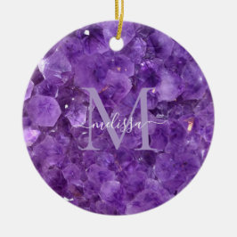 Amethist Birthstone Monogram Persoonlijke naam Keramisch Ornament