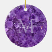 Amethist Birthstone Monogram Persoonlijke naam Keramisch Ornament (Achterkant)