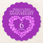 Amethist bruiloft 6e jubileum hart onderzetters (Voorkant)