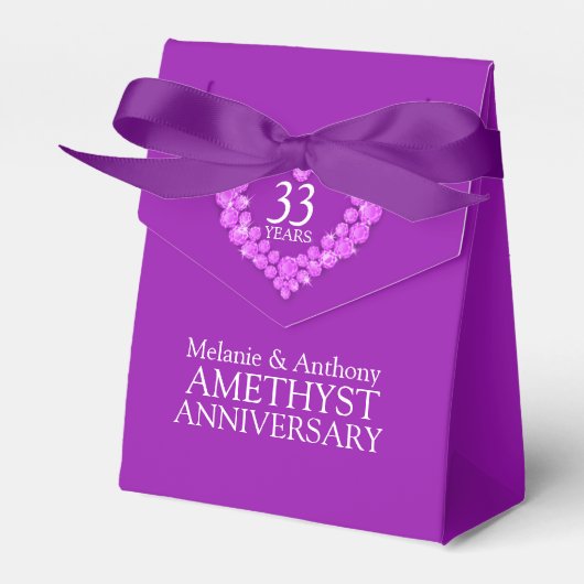 Amethist bruiloft hart 33 jaar geschenkdoos bedankdoosjes (Voorkant Zijde)
