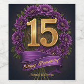 Amethist Chrysanthemum 15e bruiloft Jubileum Wijn Etiket (Enkel label)