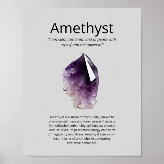 Amethist Crystal Betekenis Poster (Voorkant)