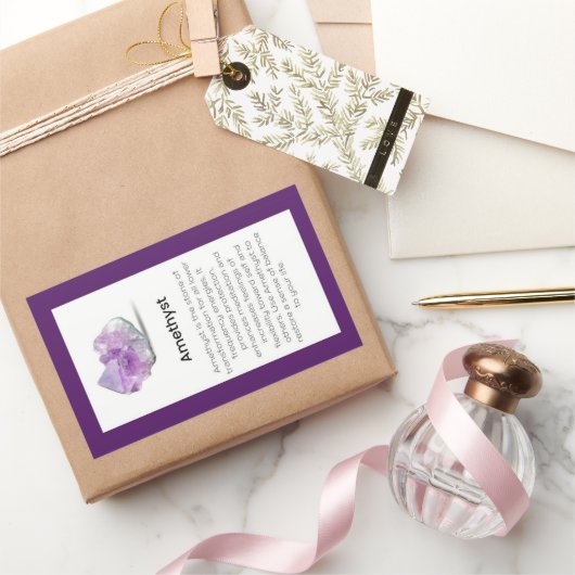 Amethist Crystal Betekenis Sieraden Edelsteen Pakk Rechthoekige Sticker (Geschenken)