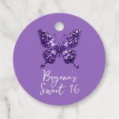 Amethist Crystal Butterfly Februari Geboortesteen Bedankjes Labels (Achterkant)