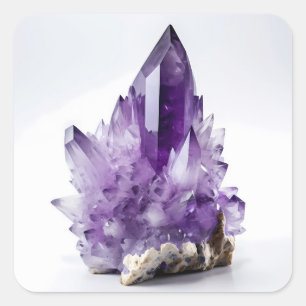 Amethist Crystal Cluster Paarse edelsteen Vierkante Sticker
