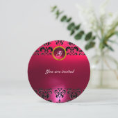 AMETHIST DAMAST EDELSTEEN MONOGRAM zwart roze Kaart (Staand voorkant)