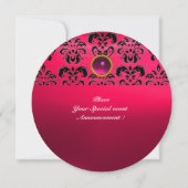 AMETHIST DAMAST EDELSTEEN MONOGRAM zwart roze Kaart (Achterkant)