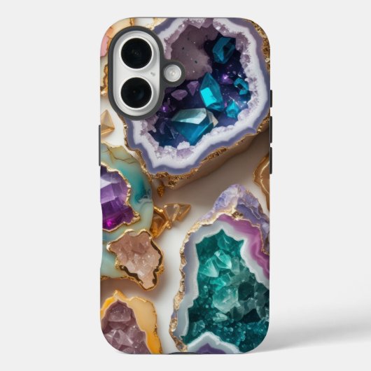 Amethist & Emerald Crystal Geodes – Elegant Marmer Case-Mate iPhone Case (Achterkant)