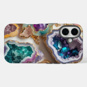Amethist & Emerald Crystal Geodes – Elegant Marmer Case-Mate iPhone Case (Achterkant (horizontaal))