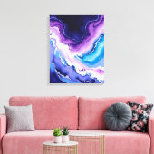 Amethist en Blauwgroen Abstract Canvas Afdruk (Insitu (Woonkamer))