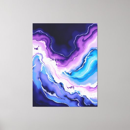 Amethist en Blauwgroen Abstract Canvas Afdruk (Voorkant)