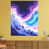 Amethist en Blauwgroen Abstract Canvas Afdruk (Insitu (Woonkamer))
