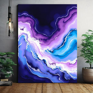 Amethist en Blauwgroen Abstract Canvas Afdruk